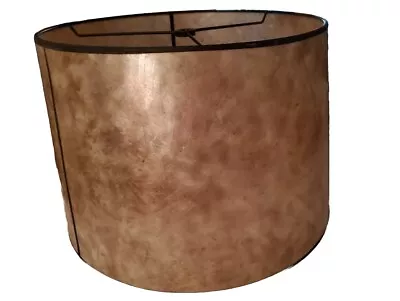 Vintage Mica Lamp Shade Gold Bronze Metal Look Black Trim 13 Across X 10 Height  • $59.99