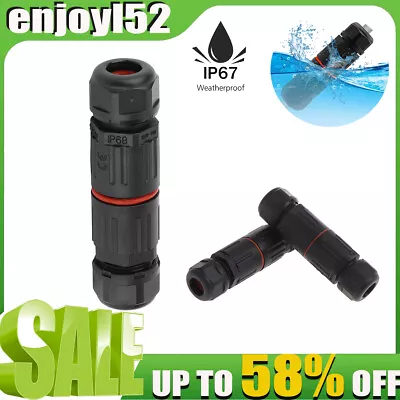 2 Pole Core Joint IP67 Waterproof Outdoor Electrical Cable Wire Connector • £2.86