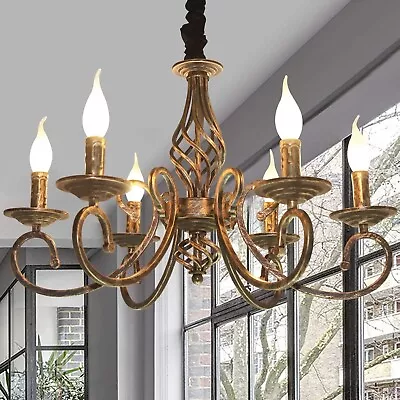 French Country Chandelier6 Lights Farmhouse Candle Iron ChandeliersPendant Lig • $178.88