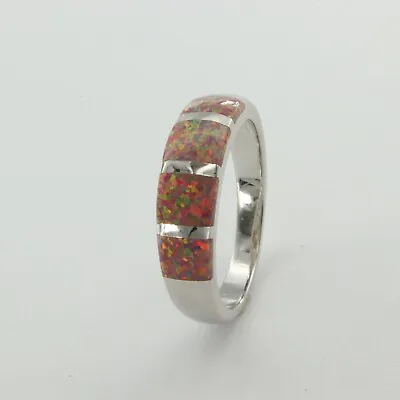 Size 7 - Mexican Fire - FIRE OPAL Ring - 925 STERLING SILVER - Rhodium #2606e • $24.97