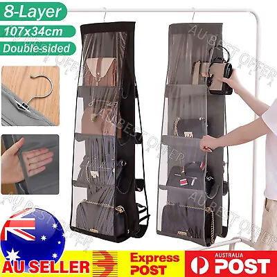 8 Pocket Double-sided Handbag Storage Bag Holder Hanging Organizer Shelf AUS • $12.27