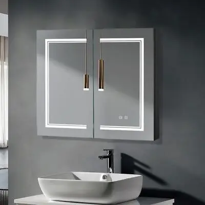 Bathroom Medicine Cabinet Wall Mounted Cabinet With LED Light & Charging Station • $189.90