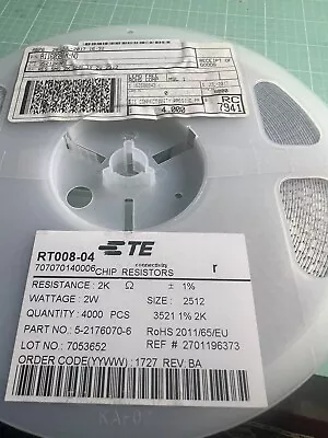 Resistor 2K Ohm 1% Smd 2W 2512 (4000 PCs Full Reel) TE CONNECTIVITY  • $185