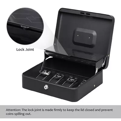 Upgrade Cash Box Money Box Tiered Coin Tray With Lid And 5 Compartment With Lock • $28.98