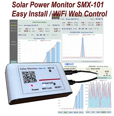 Solar Power Monitor Data Recorder AC Voltage Watt Power Meter Analyzer WiFi Web • $83.50