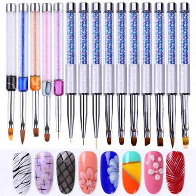Acylic UV Gel Nail Painting Brush Gradient Liner Drawing Pen Nail Tools Set • $0.99