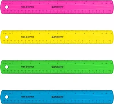 Westcott Shatterproof Ruler Assorted Translucent Colors 12  • $2.62