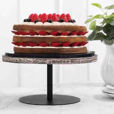 £35.57 • Buy Torched 12-Inch Round Wood And Black Metal Server Dessert, Cupcake/Cake Stand