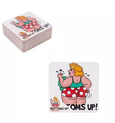 Bottoms Up Novelty Beer Mats Pack Of 15 Funny Drink Coaster Pub Garden Mats 10cm • £4.29