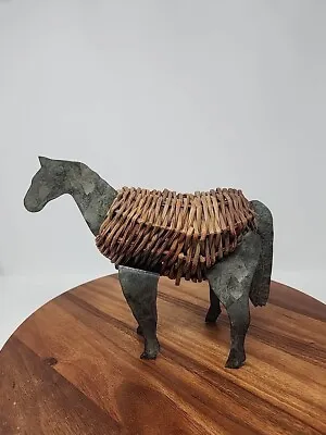 Vintage Mid-century Equestrian Metal And Wicker Horse 12  X 9.5  X 4  • $35