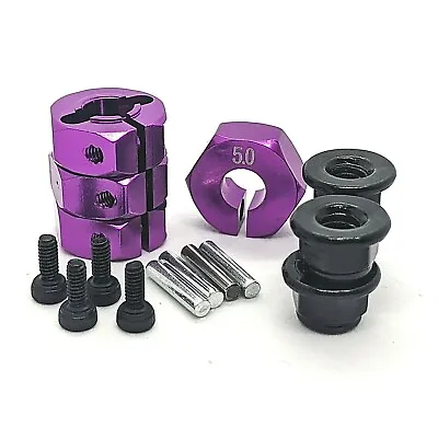 Hex 12mm Purple Drive Hubs With Pins + Metal Nyloc Wheel Nuts For 1/10 RC Car. • £5.99