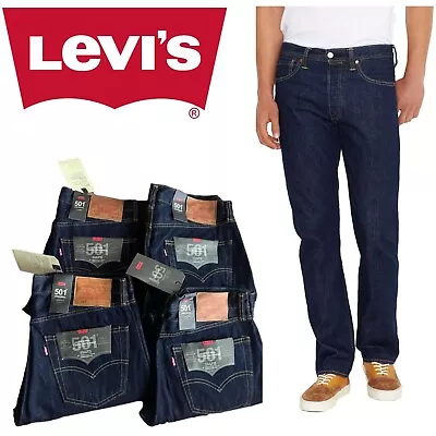 Multiple Levis 501 Jeans Original Straight Fit Levi Jean Dark Blue Denim Classic • £29.99