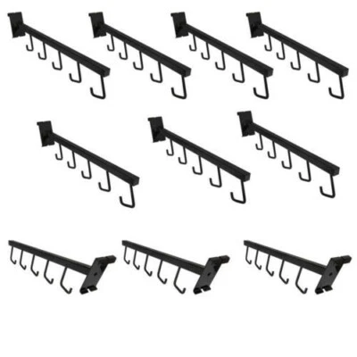 $89.99 • Buy 10 Pc 17-1/2  L GLOSS BLACK Gridwall 5 J Hook Waterfall Faceout Square Tube
