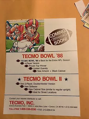 ORIGINAL 1988 Ad  11- 8 1/4” Tecmo Bowl 2 II 88 Arcade Video Game AD FLYER • $7.49