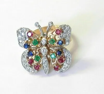 2Ct Round Lab Created Multi Color Diamond Butterfly Ring 14K Yellow Gold Plated • $110