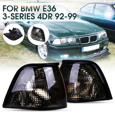 Pair Corner Light Indicator Cover Smoked For BMW 3 Series E36 M3 4DR 1992-1999 • $24.13