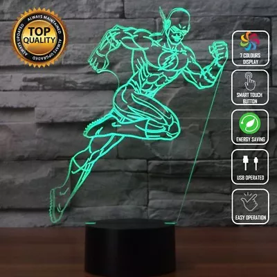 Flash DC League Justice Avengers 3D Acrylic LED 7 Colour Night Light Touch Lamp • $35