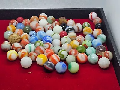 Vintage Lot Agate Marbles Candy Cane Orange Creamsicle Assorted Colors • $19.99