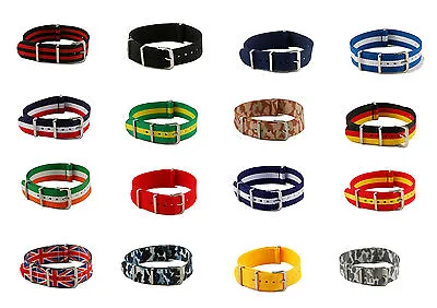 18mm Military Nylon Watch Straps Massive Range Of Colours And Flags • £4.80