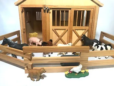 Melissa And Doug Folding Wooden Horse Stable With Farm Animals Toys • $55.99