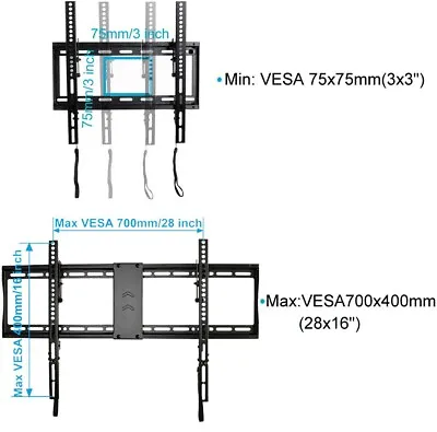 Tilt TV Wall Mount For Most 32~80 85  Samsung Sony Vizio LG Sharp LED UHD 4K Bxm • $17.99