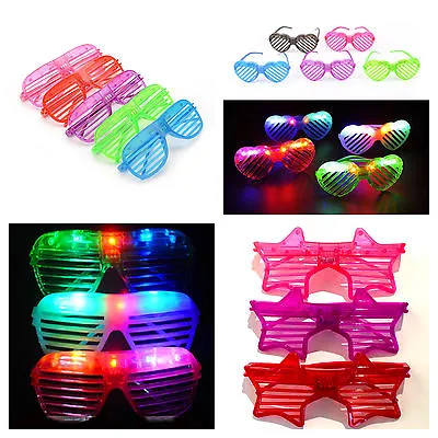 LED Flashing Glasses Retro Shutter Slotted Adults Kids Party Rave Various Option • £3.60