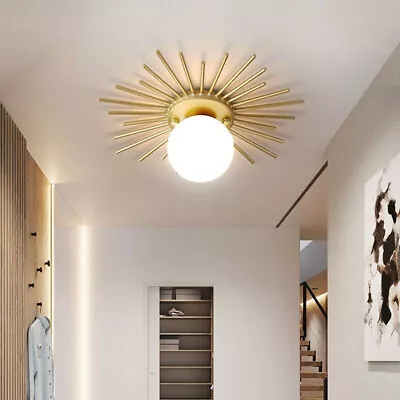 $59.99 • Buy Mid Century Modern Ceiling Light Vintage Globe Glass Flush Mount Lamp Fixture