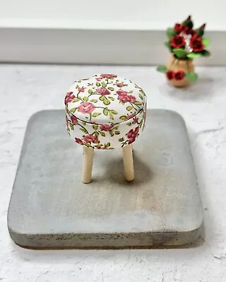 Dollhouse Miniatures Accessories Furniture Decorative Flowered Stool ONLY • $8