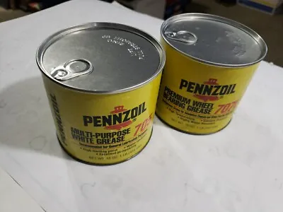 Vtg Lot Of 2-1 LB CANS PENNZOIL MULTI-PURPOSE & WHEEL BEARING GREASE Oil CAN • $19.95