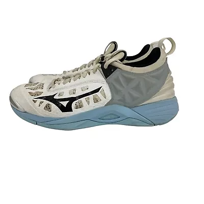 Mizuno Wave Momentum  Womens Size 11 Volleyball Shoe Sneaker White/L.Blu 430260 • $39.99