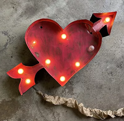 $100 • Buy Large Red Light Up Heart Arrow Metal Wall Decor Valentines 💘