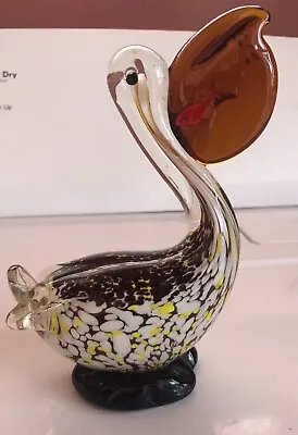 Murano Style Hand Blown Art Glass Pelican With Fish In Mouth • $30