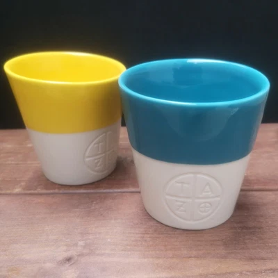 £16 • Buy Starbucks Mugs Tazo Tea Cups 2012 Set 2 Handleless Bone China Blue Yellow Teal