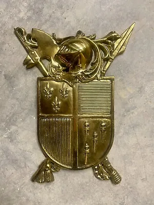 Brass Medieval Family Crest/Coat Of Arms Replica Wall Decor 15.5 X12  • $30