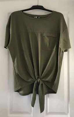£3.99 • Buy Pep & Co Khaki Tie Front Top Size L UK 16 - 18