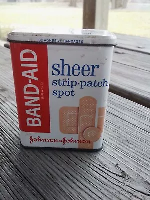 Vintage Metal Band-Aid Sheer Strips Metal Hinged Tin Box • $3