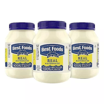 Best Foods Real Mayonnaise Gluten Free Cage Free Eggs 30 FL Oz - Pack Of 3 • $19.49