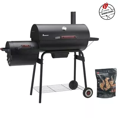 £259.99 • Buy Smoker BBQ Charcoal Trolley And Wood Chips , Black - Kentucky By LANDMANN