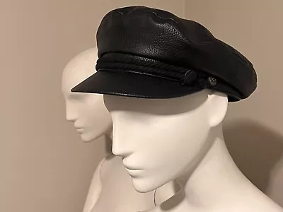 Brixton Fake Leather Black Fisherman Newsboy Cap Size Small • $16