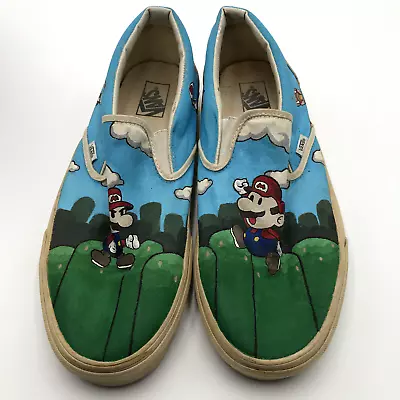 Vans Off The Wall Slip On Shoes Mens 12 Hand Painted Custom Super Mario World • $69.95