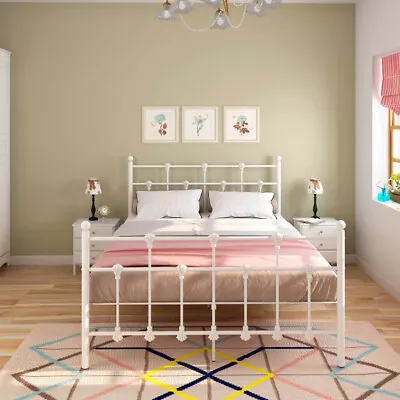 Panana 4ft6 Strong Metal Bed Frame Double Size Solid Bedstead Base Headboard • £105.99