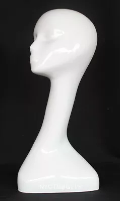 18 In H Female Mannequin Head Bust Form Display Mannequin Glossy White  MH51-GW • $79.99