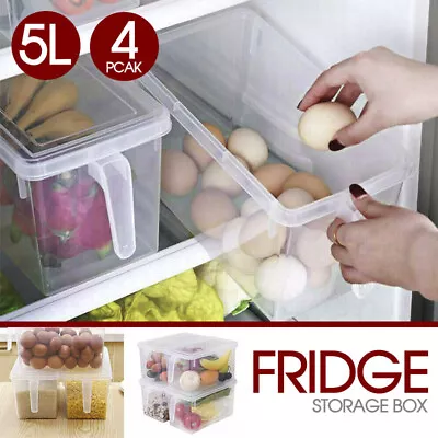 $18.49 • Buy NEW 5L Refrigerator Storage Box Food Container Kitchen Fridge Organiser Freezer