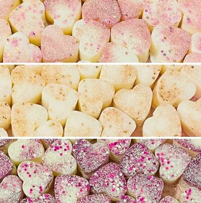 50 Mini Glitter Hearts | Gift Box | Highly Scented | Soy Wax Melts • £5.99