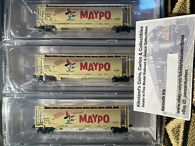 Bowser N Scale Set Of 3 - Runner Lot SHPX Maypo ACF Cylindrical Hoppers - New! • $76