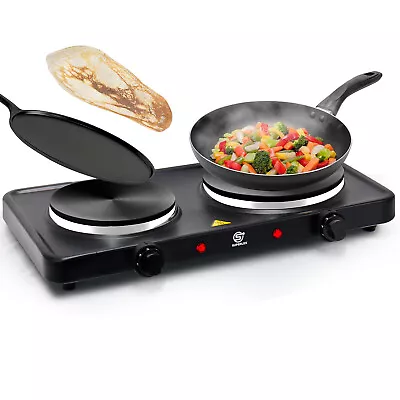 ✅Twin Hot Plates Electric Table Top Cooker Kitchen Hob Different Sizes 2500W • £22.79