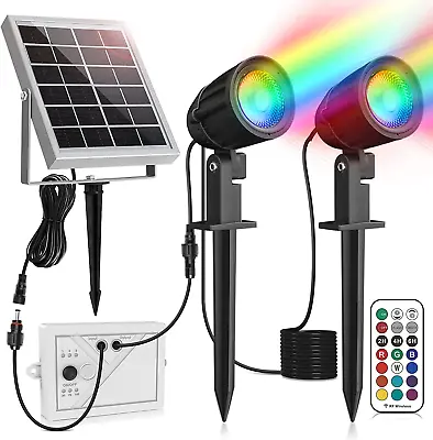 £29.94 • Buy Linke RGB Solar Spot Lights Outdoor, 2 In 1 Colour Changing IP66 Waterproof Sola