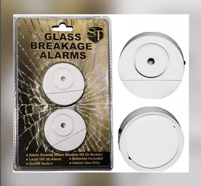 2 Wireless Window Door Guard Glass Break Vibration Home Burglar Security Alarm • $20.99