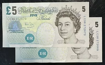 2 X Old Five £5 Pound Note Uncirculated • £24