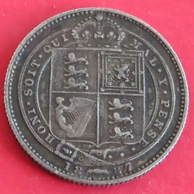 1887 Queen Victoria Jubilee Head Silver Shilling • £16.95